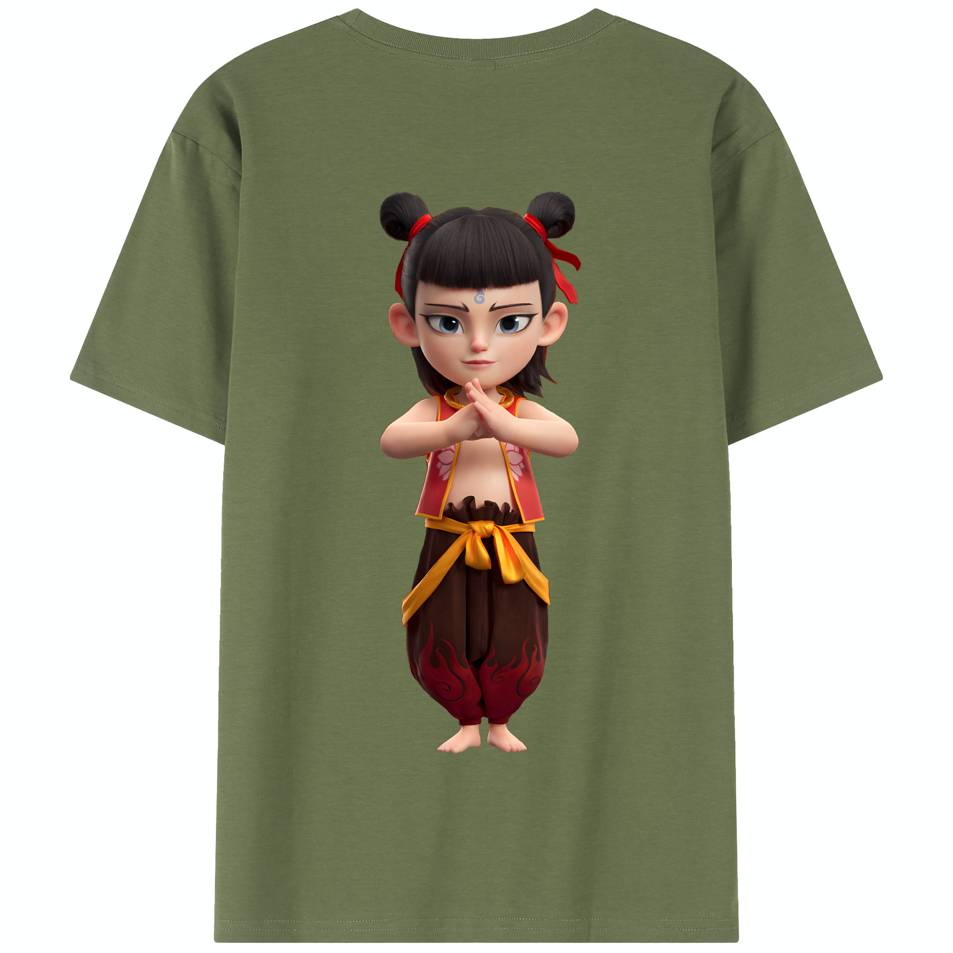 （画像用） Ne Zha 2 ナタ 魔童の大暴れ 綿100％半袖Tシャツ（背面プリント）